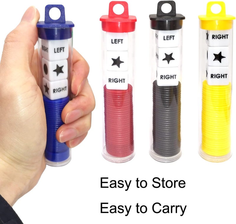 Ahoper Left Right Center Dice Game Prime Set Bundle with 3 Dices + 36 Chips. Round Tube Storage is Very Convenient for Travel. Easy to Store, Carry Around. (4 Pack) - Image 2